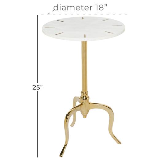 25" White Contemporary Marble Accent Table